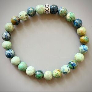 Natural Blue Green Quantum Quattro  Handcrafted Bead Bracelet